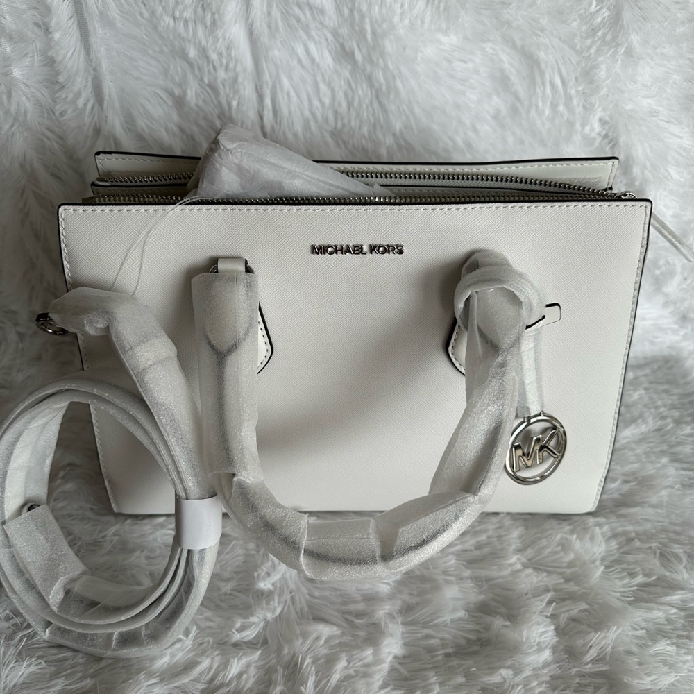 Michael Kors Cream Satchel with Silver Accents - Picture 2 of 7